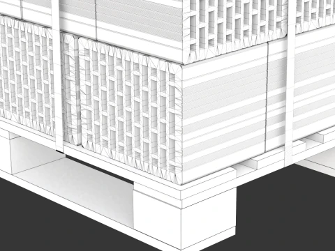Hollow Clay Blocks and Wooden Pallet 3D Model