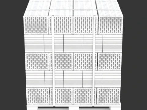 Hollow Clay Blocks and Wooden Pallet 3D Model