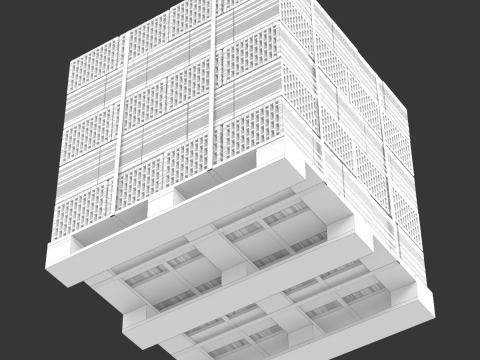 Hollow Clay Blocks and Wooden Pallet 3D Model