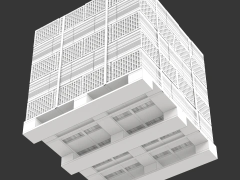 Hollow Clay Blocks and Wooden Pallet 3D Model