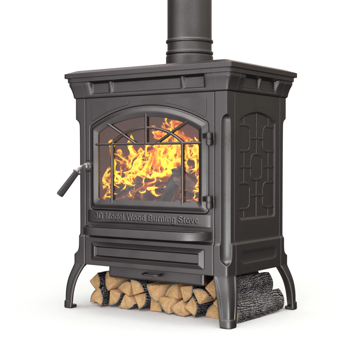 Wood Burning Stove 3D Model .c4d .max .obj .3ds .fbx .stl .blend 