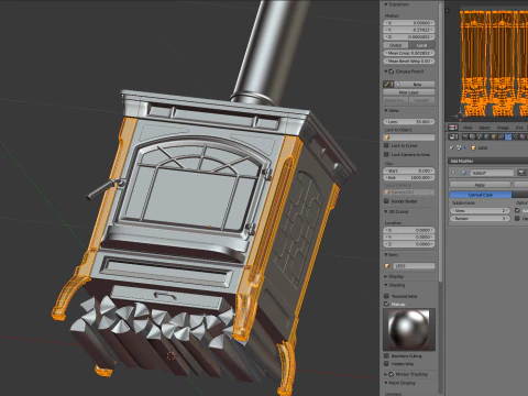 Wood Burning Stove 3D Model