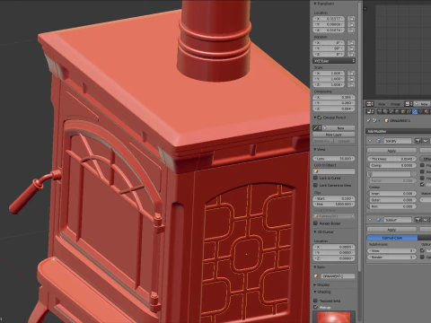 Wood Burning Stove 3D Model