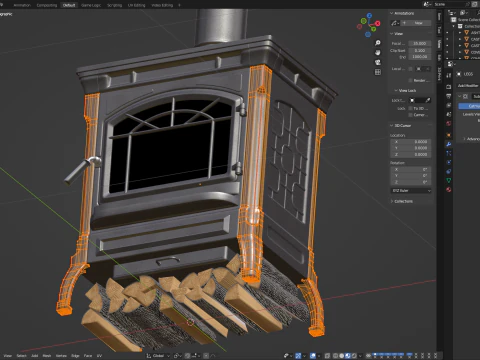 Wood Burning Stove 3D Model