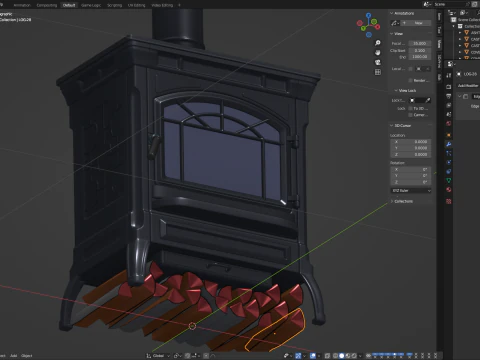 Wood Burning Stove 3D Model