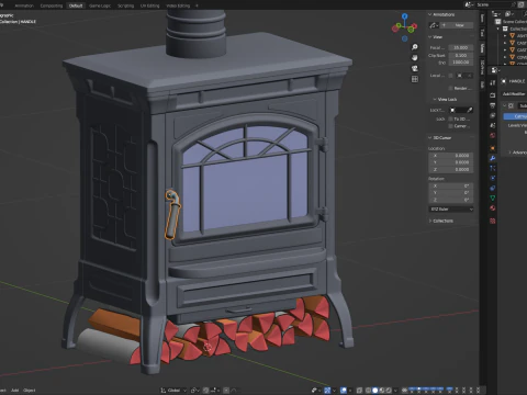 Wood Burning Stove 3D Model