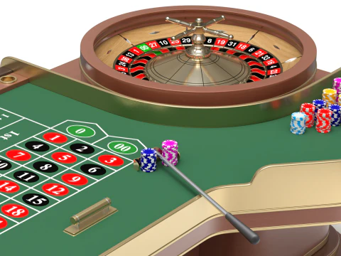 American and European Roulette Table 3D Model