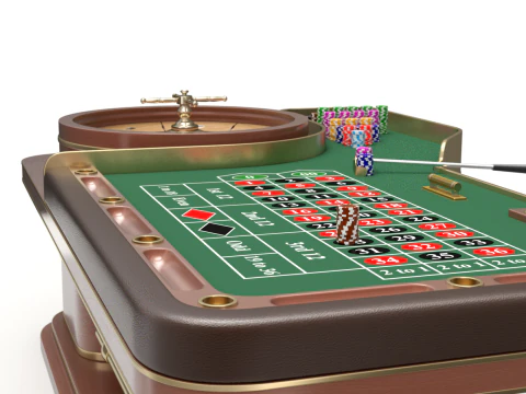 American and European Roulette Table 3D Model