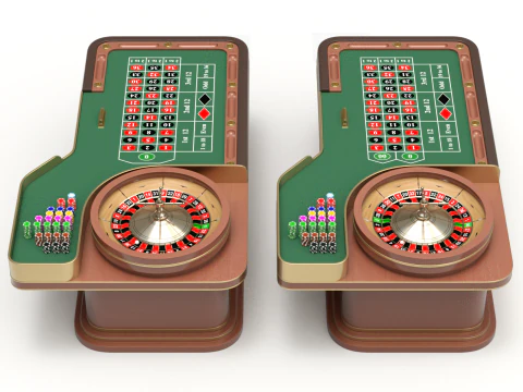 American and European Roulette Table 3D Model
