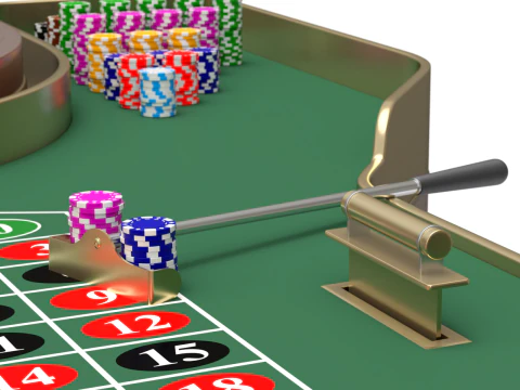 American and European Roulette Table 3D Model