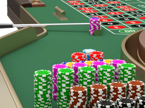 American and European Roulette Table 3D Model