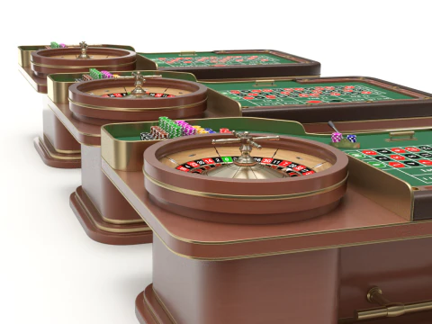 American and European Roulette Table 3D Model