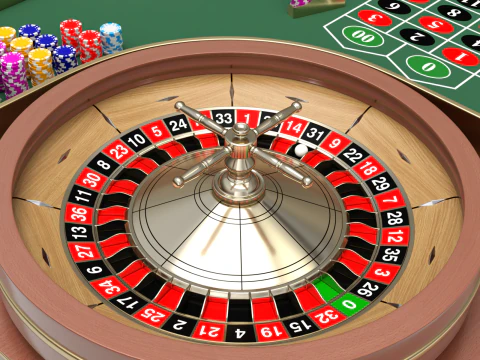 American and European Roulette Table 3D Model