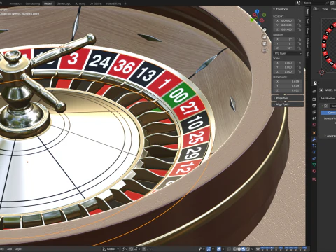 American and European Roulette Table 3D Model