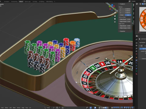 American and European Roulette Table 3D Model