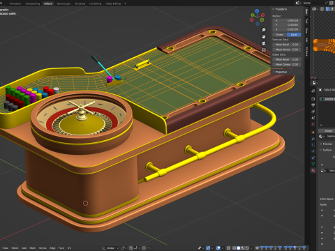 American and European Roulette Table Modelo 3D