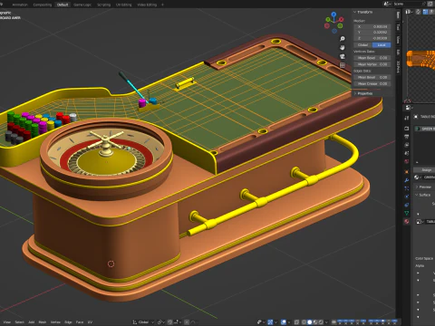 American and European Roulette Table 3D Model