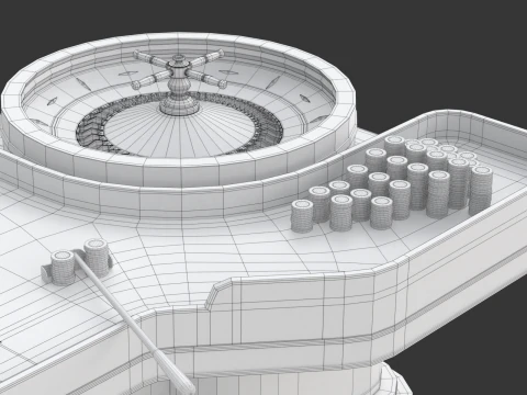 American and European Roulette Table 3D Model