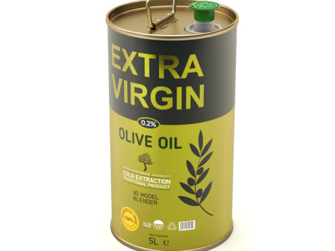 Olive Oil Can 5L round 3D Model
