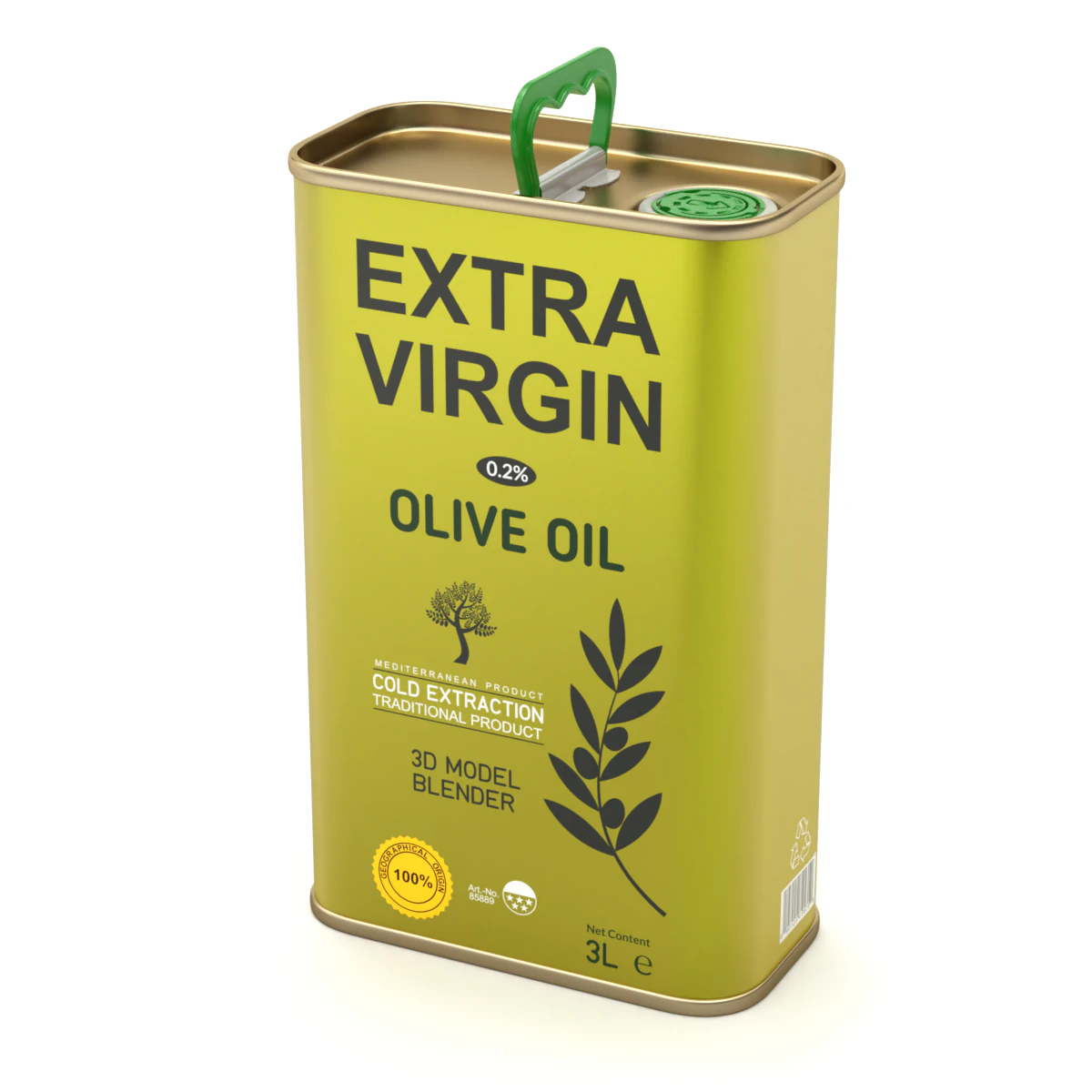 Olive Oil Can 3L 3D Model .c4d .max .obj .3ds .fbx .stl .blend 