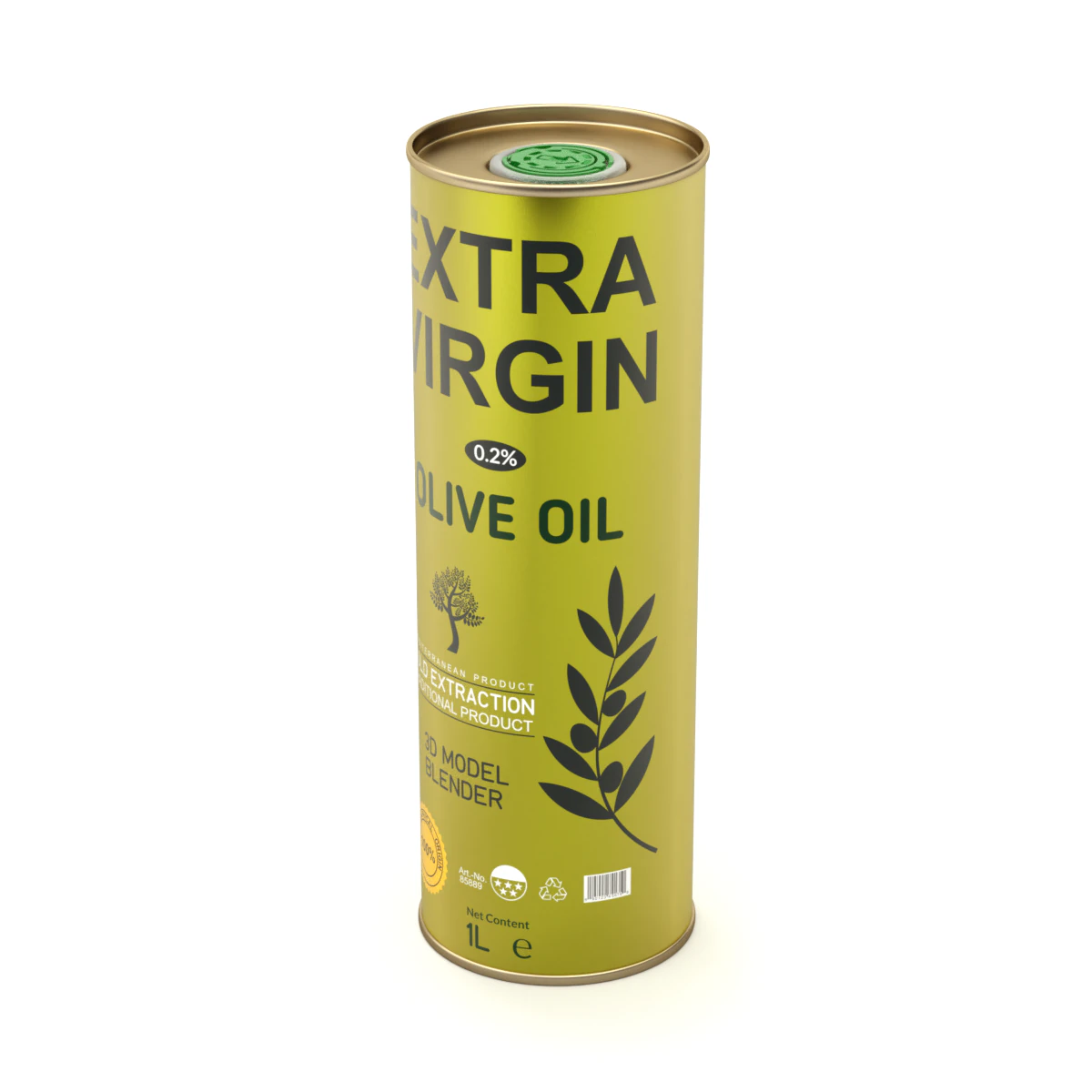 Olive Oil Can 1L 3D Model .c4d .max .obj .3ds .fbx .stl .blend 