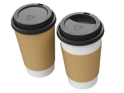 Coffee Cup Set with Lid Model 3D