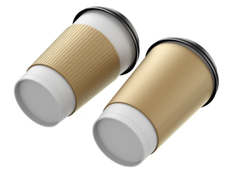 Coffee Cup Set with Lid 3D Model