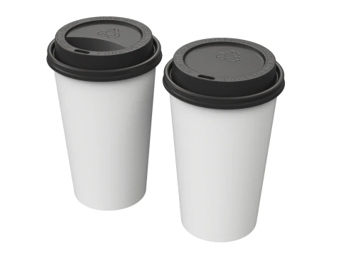 Coffee Cup Set with Lid 3D Model