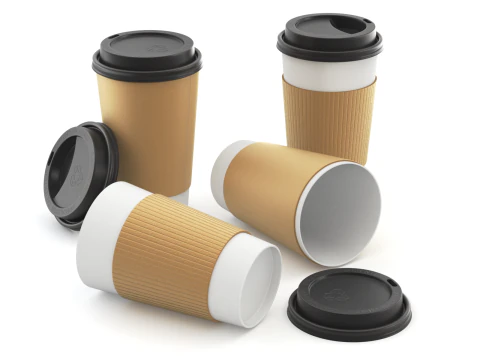 Coffee Cup Set with Lid 3D Model