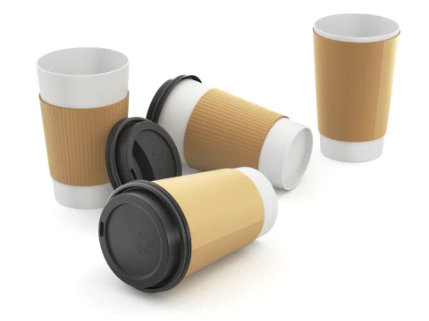 Coffee Cup Set with Lid 3D Model