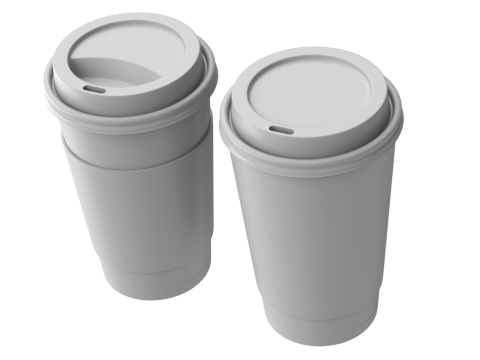 Coffee Cup Set with Lid Model 3D