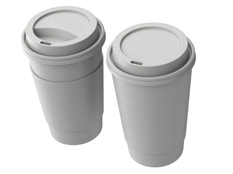 Coffee Cup Set with Lid 3D Model