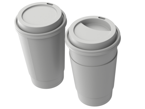Coffee Cup Set with Lid Model 3D