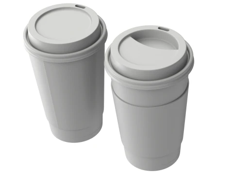 Coffee Cup Set with Lid 3D Model
