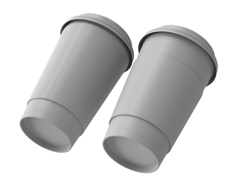 Coffee Cup Set with Lid Model 3D