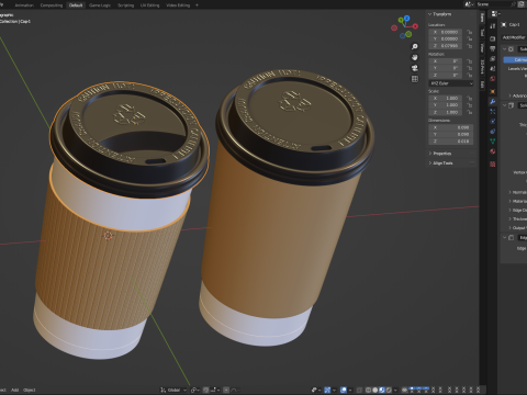 Coffee Cup Set with Lid Model 3D