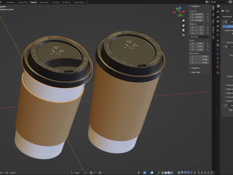 Coffee Cup Set with Lid 3D Model