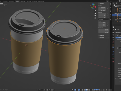 Coffee Cup Set with Lid Model 3D