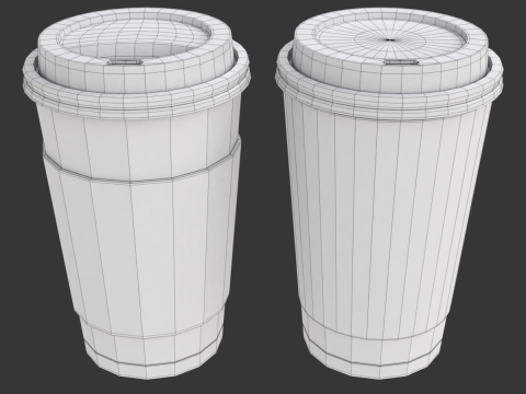 Coffee Cup Set with Lid Model 3D