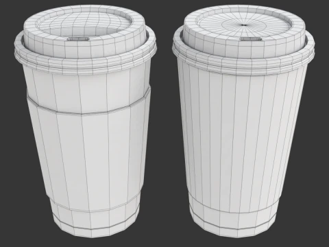 Coffee Cup Set with Lid 3D Model