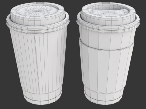 Coffee Cup Set with Lid Model 3D