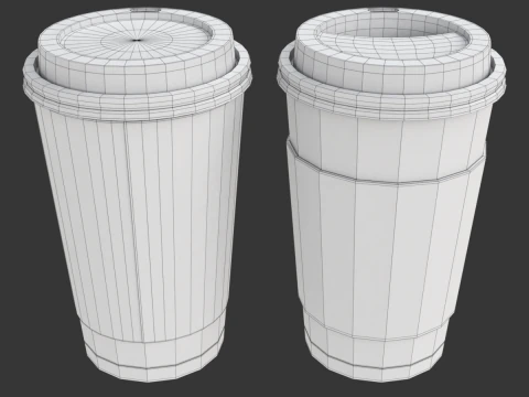Coffee Cup Set with Lid 3D Model