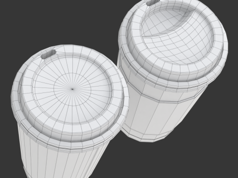 Coffee Cup Set with Lid Model 3D