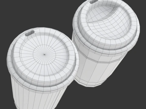 Coffee Cup Set with Lid 3D Model