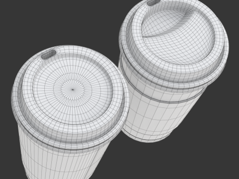 Coffee Cup Set with Lid Model 3D