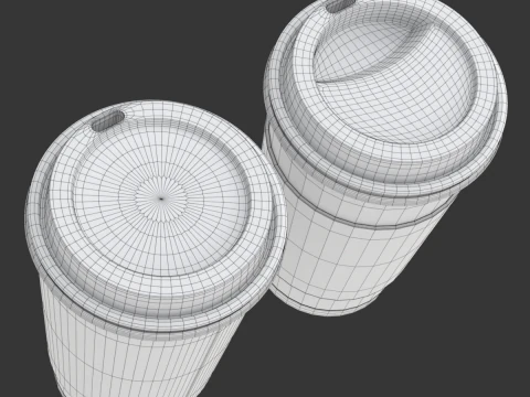 Coffee Cup Set with Lid 3D Model
