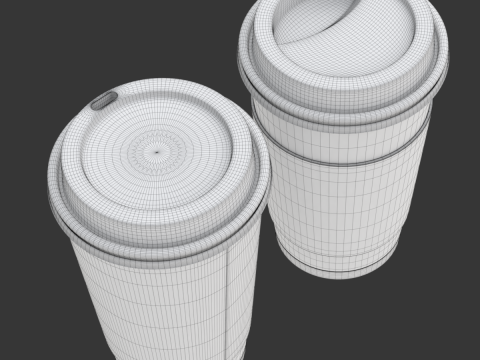 Coffee Cup Set with Lid Model 3D