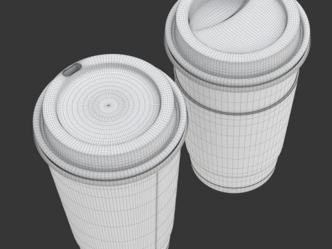Coffee Cup Set with Lid 3D Model