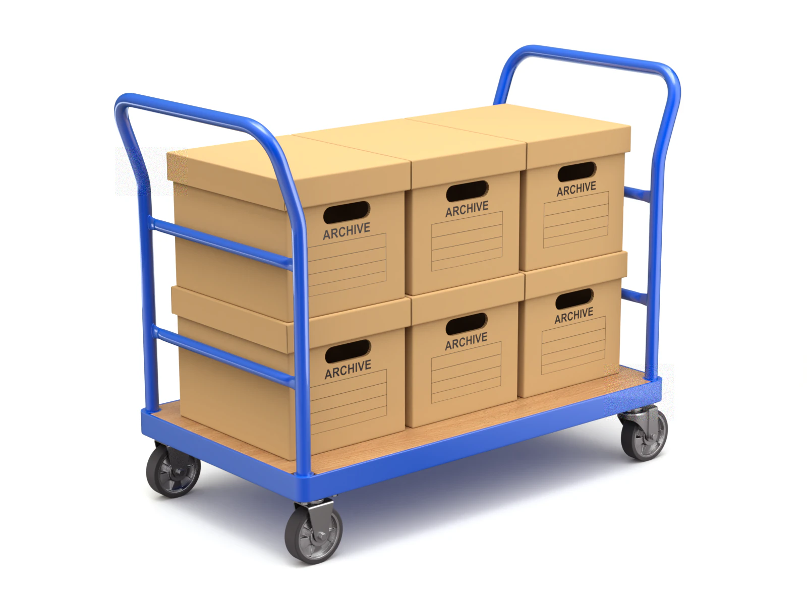 Warehouse Trolley with Storage Boxes 3D Model .c4d .max .obj .3ds .fbx .stl .blend 