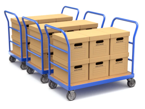 Warehouse Trolley with Storage Boxes 3D Model